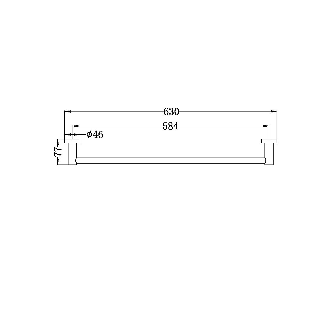 Nero Mecca Single Towel Rail - Brushed Gold