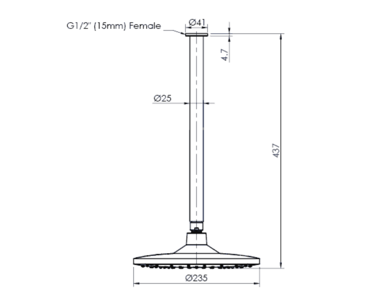 Greens Corban Ceiling Shower, Chrome, 193002CP