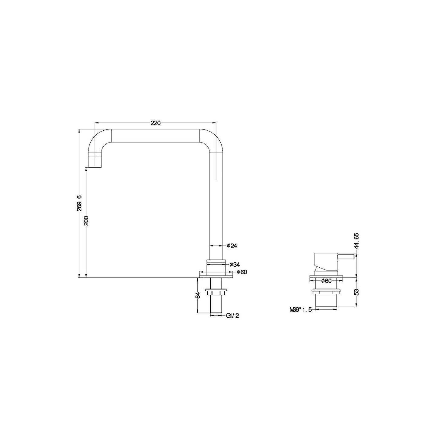 Nero NR221901cMW Mecca Hob Basin Mixer with Square Swivel Spout - Matte White