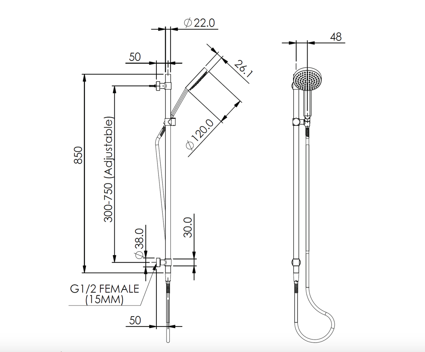 Greens Swept Diverter Shower Mixer, Matte Black, 18603597