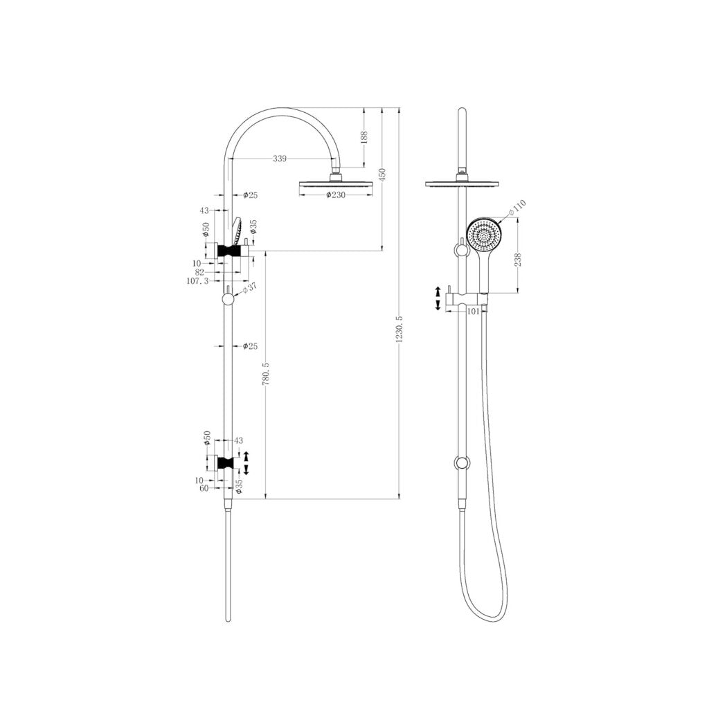 Nero NR251905bBG Opal Twin Shower Set With Air Shower - Brushed Gold