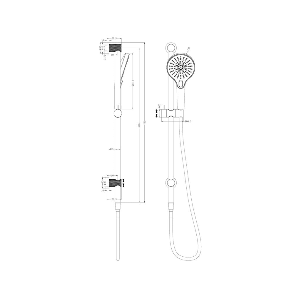 Nero NR251905dBN Opal Rail Shower - Brushed Nickel