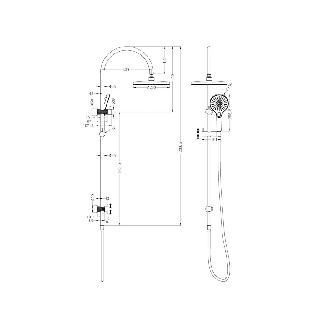 Nero NR251905eBG Opal Twin Shower Set - Brushed Gold
