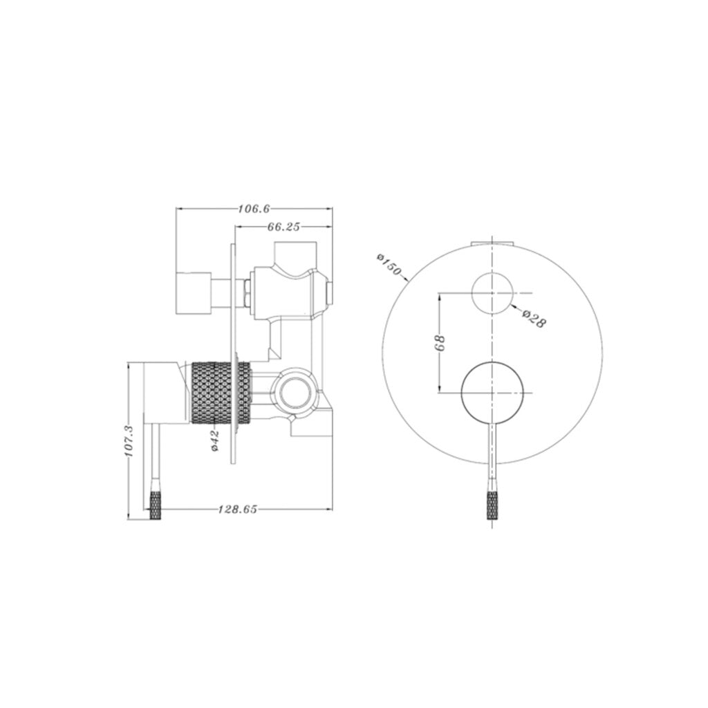 Nero NR251909aGR Opal Shower Mixer With Diverter - Graphite Gunmetal Grey