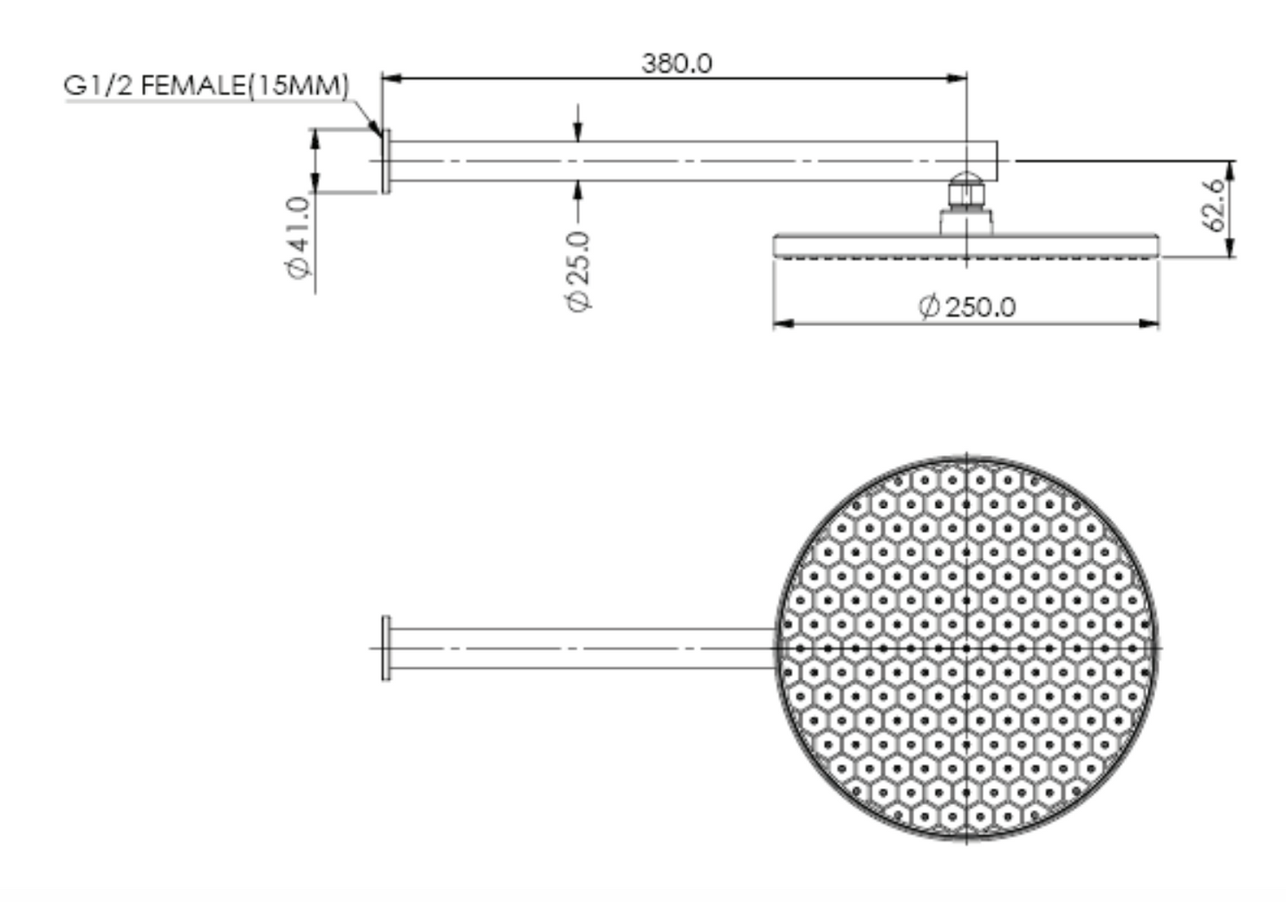 Greens Glide Rainboost Wall Shower, PVD Brushed Brass, 57300BB
