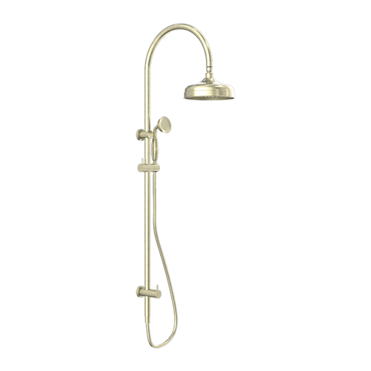 Nero York Twin Shower With Metal Shower - Aged Brass