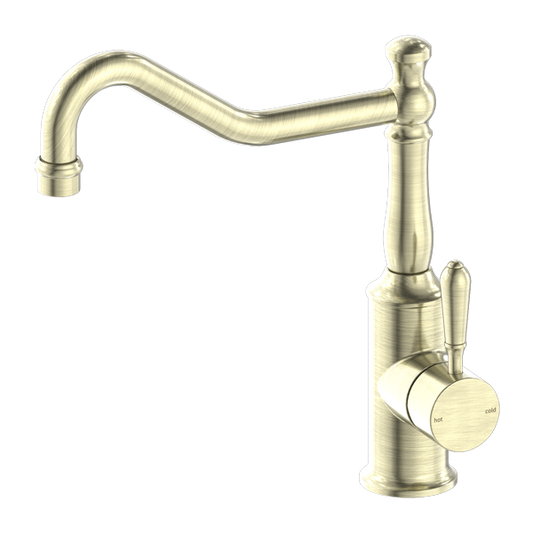 Nero York Kitchen Mixer Hook Spout - Aged Brass