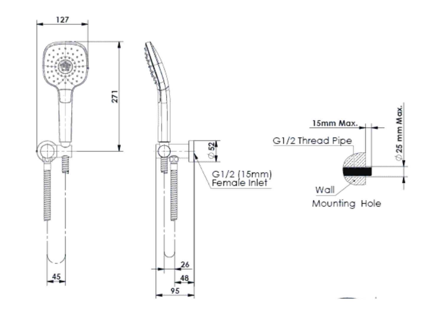 Greens Corban Hand Shower, Matte Black, 901930MB