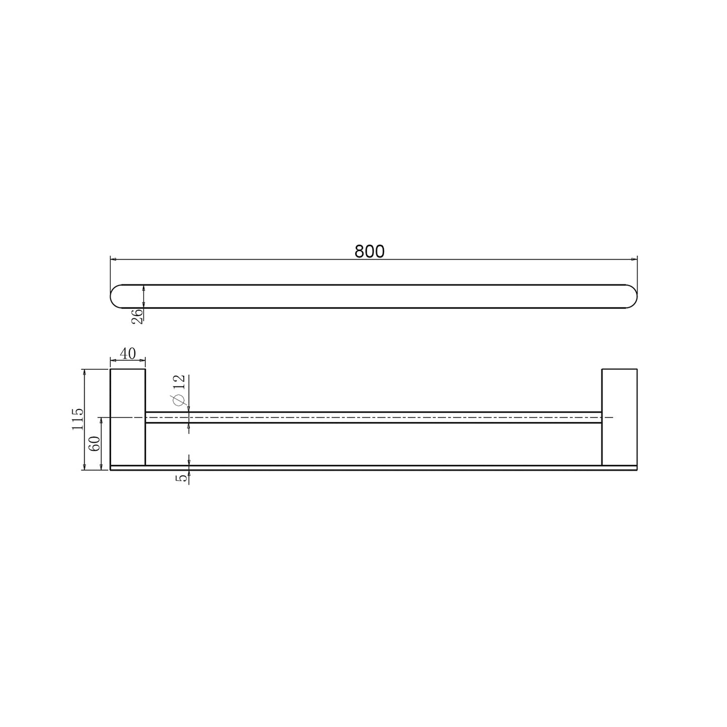 Nero Bianca Double Towel Rail - Gunmetal Grey