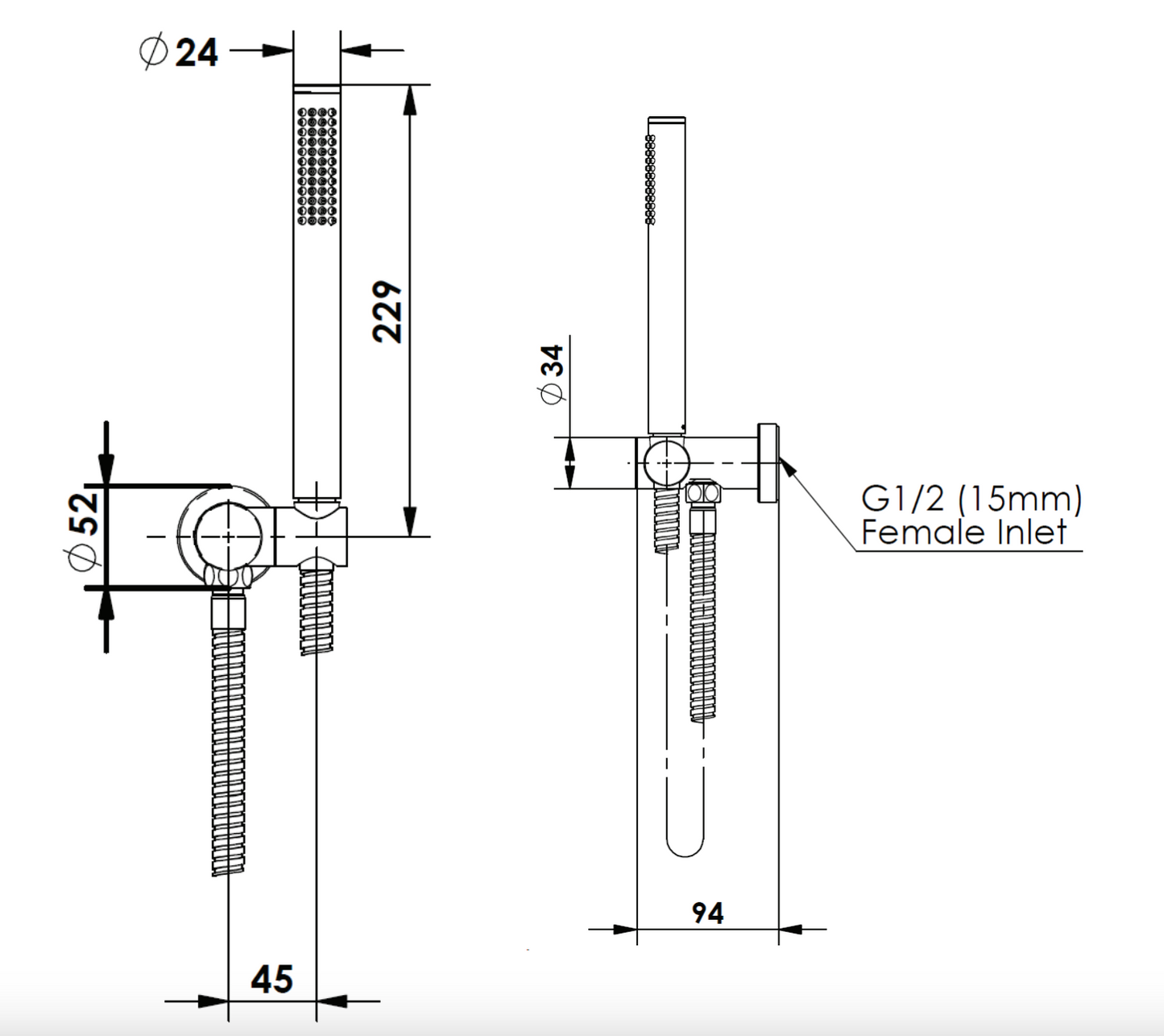 Greens Rocco Pin Hand Shower, Chrome, 90405122CP