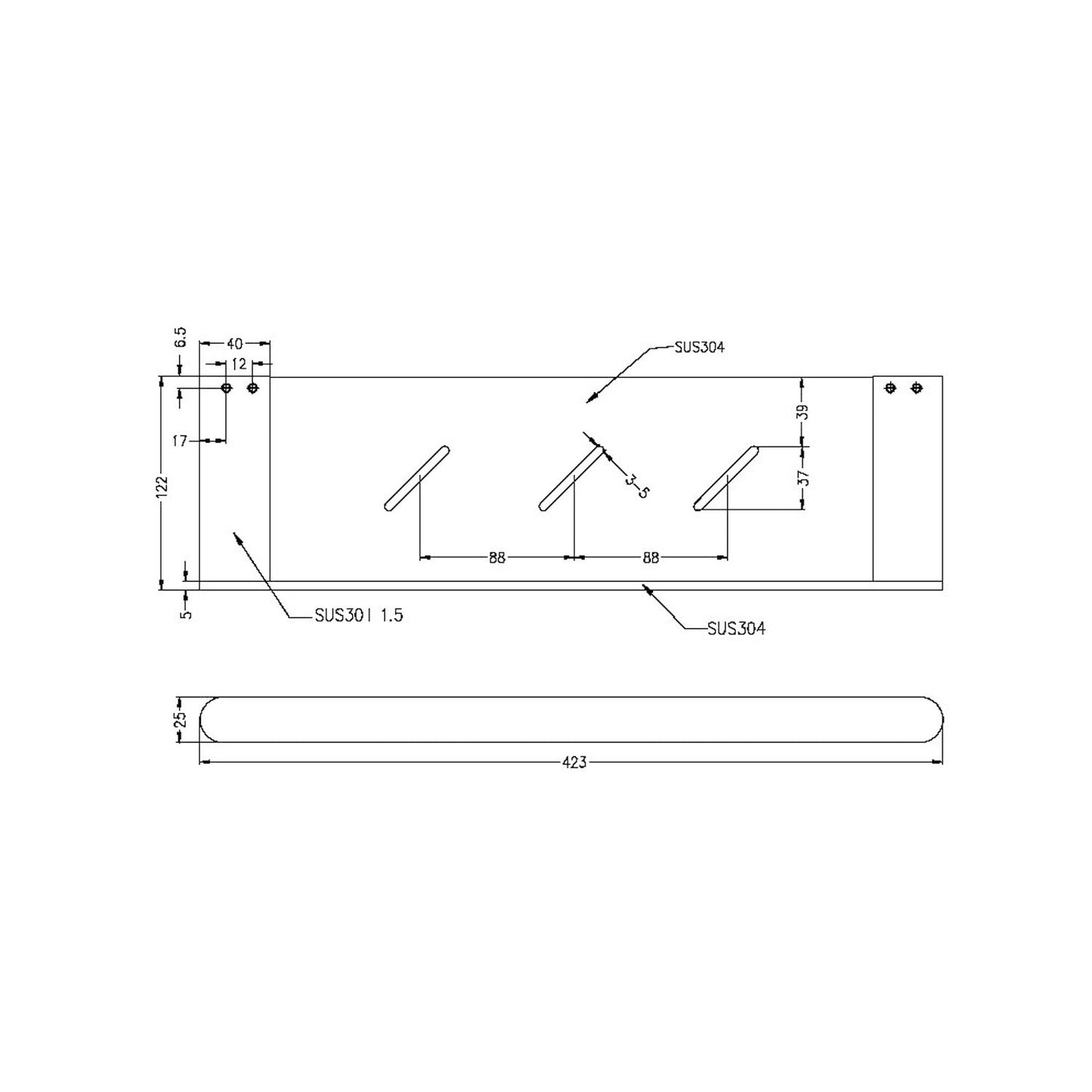 Nero NR9087AGM Bianca Metal Shower Shelf - Gunmetal Grey