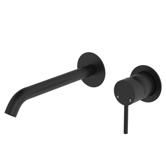 Fienza Kaya D228104B-200 Basin/Bath Wall Mixer 200mm Dress Kit Round Plate Matte Black - Special Order