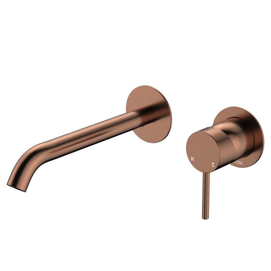 Fienza Kaya D228104CO-200 Basin/Bath Wall Mixer 200mm Dress Kit Round Plate Brushed Copper - Special Order