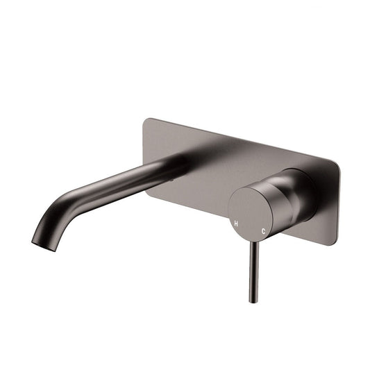 Fienza Kaya D228106GM Basin/Bath Wall Mixer 160mm Dress Kit Soft Square Plate Gunmetal - Special Order