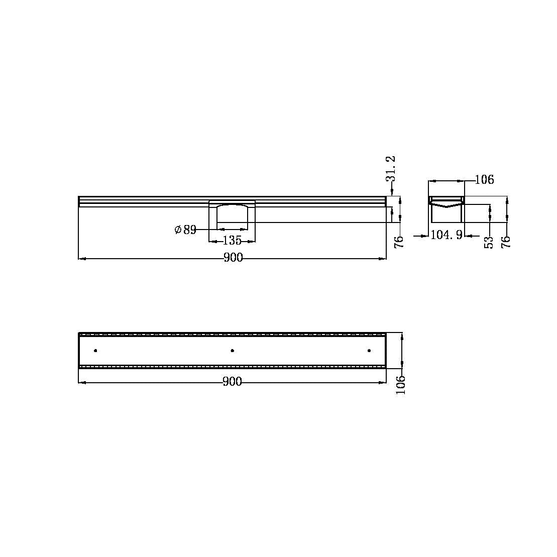 Nero NRFG001HSMB Tile Insert V Channel Floor Waste 89mm Outlet - Matte Black