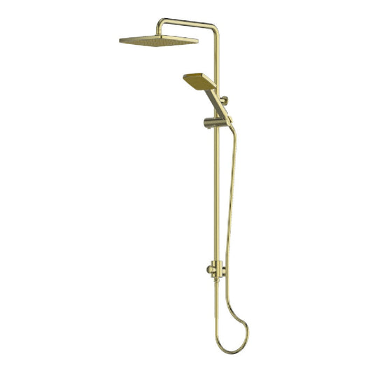 Greens Glide Syntra Rainboost Twin Rail Shower, PVD Brushed Brass, 21290BB