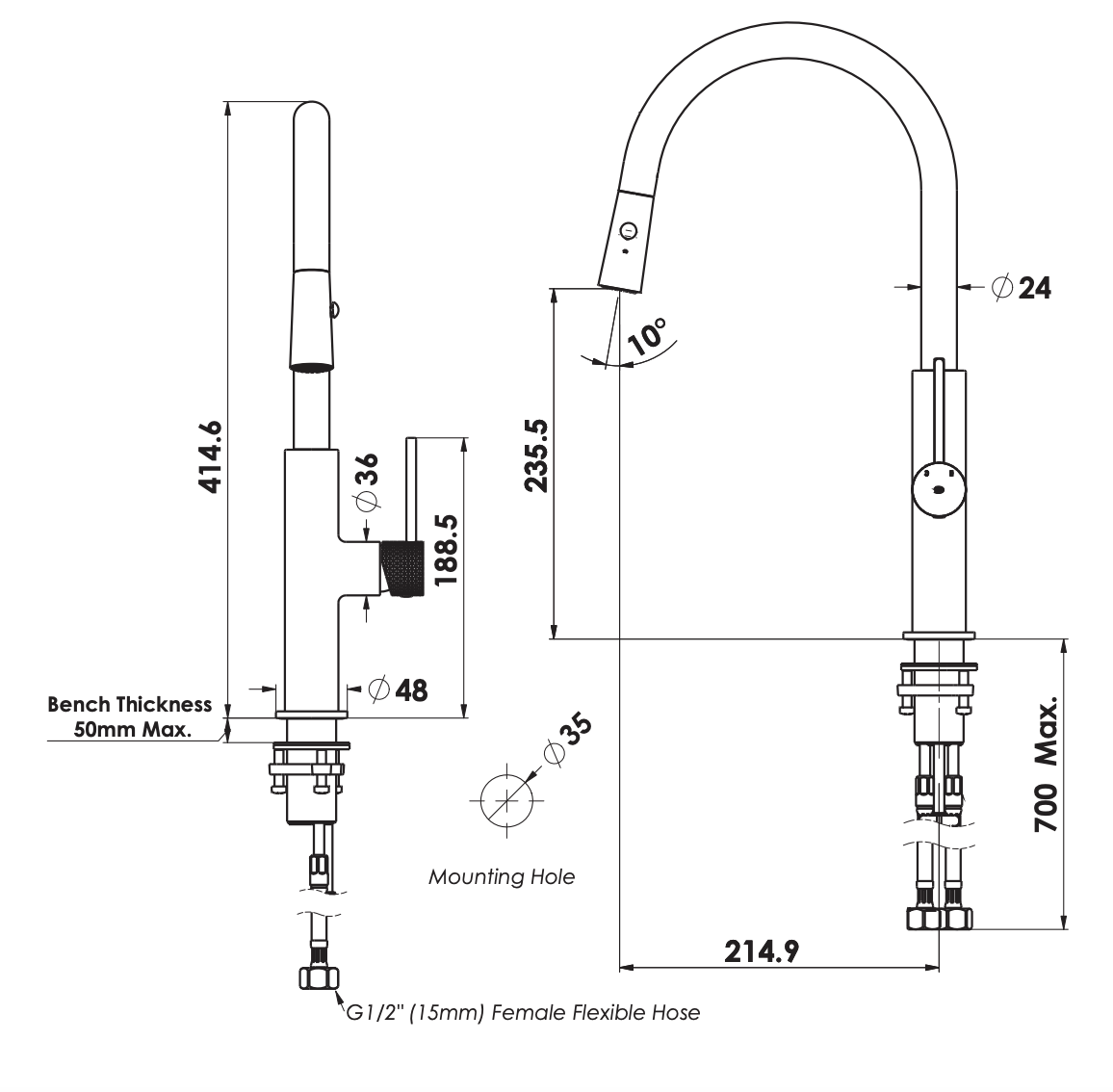 Greens Mika Pull Down Sink Mixer, Chrome, LF21212542CP