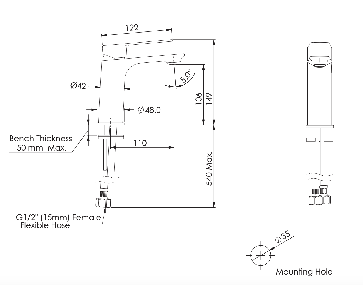 Greens Novi Basin Mixer, PVD Brushed Brass, LF24203550BB
