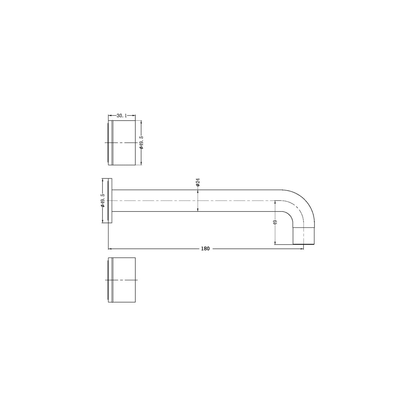 Nero Kara Wall Basin Set - Chrome