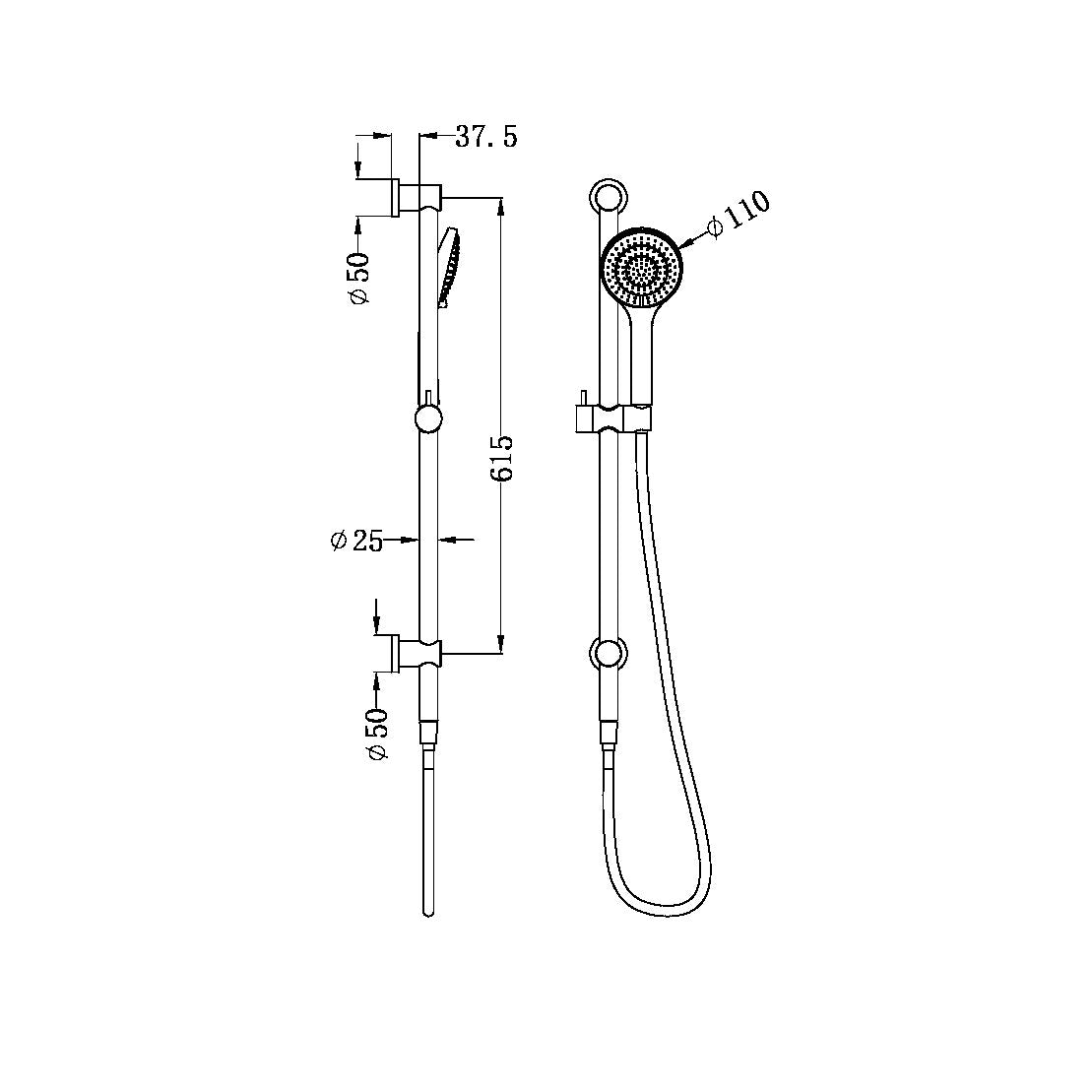 Nero NR221905aBG Mecca Rail Shower with Air Shower - Brushed Gold