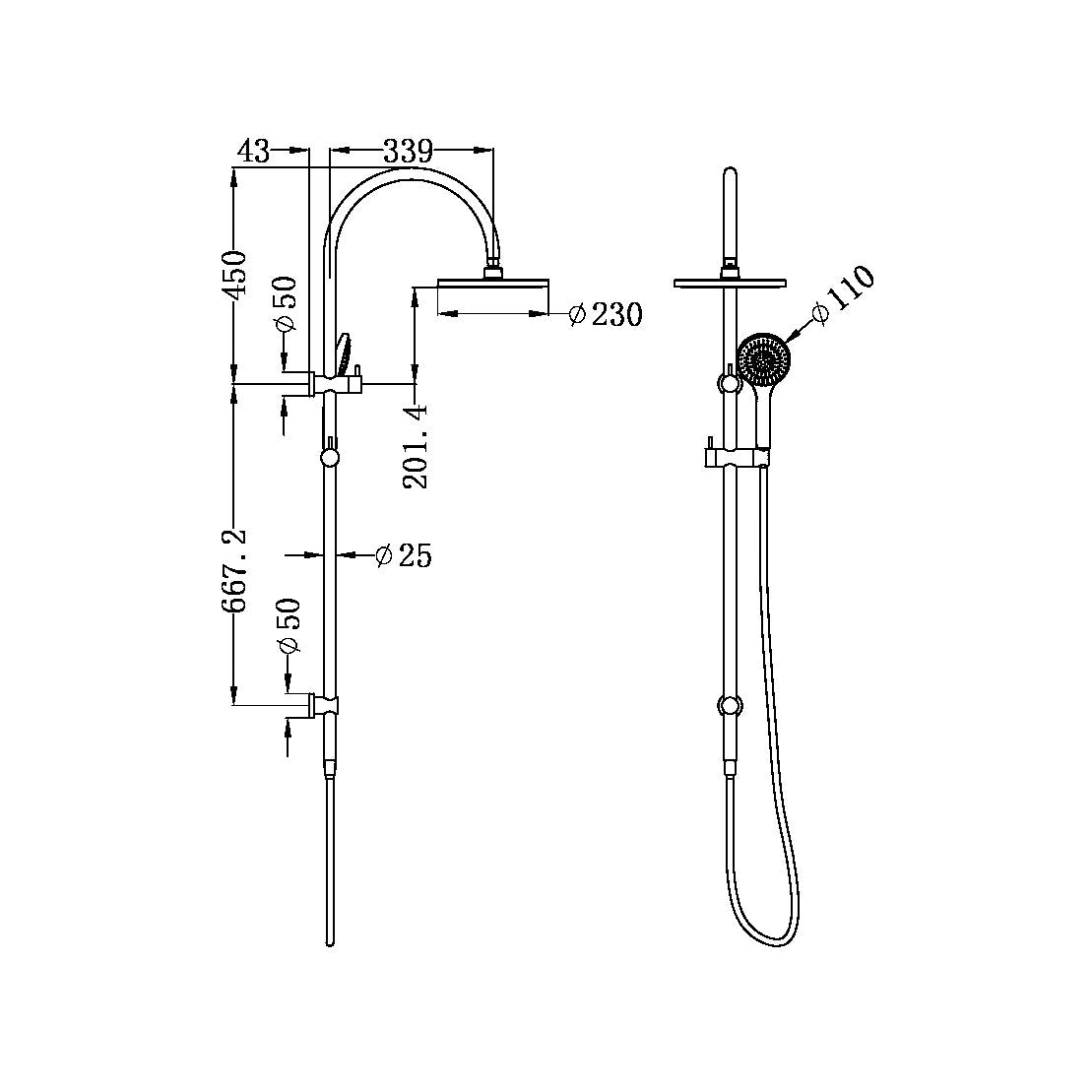 Nero NR221905bMB Mecca Twin Shower with Air Shower - Matte Black