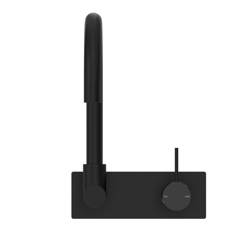 Nero NR221910PMB Mecca Wall Basin/Bath Mixer Swivel Spout Handle Up - Matte Black