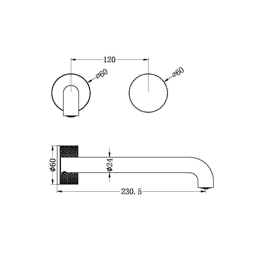 Nero Opal Progressive Wall Basin Mixer Set - Brushed Nickel