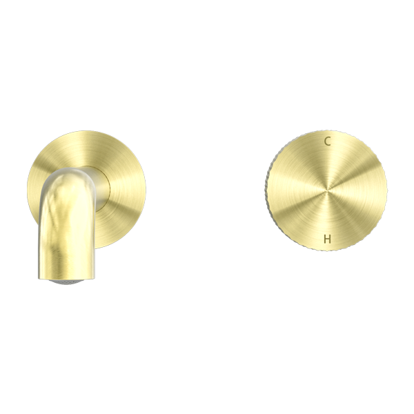 Nero Opal Progressive Wall Basin Mixer Set - Brushed Gold