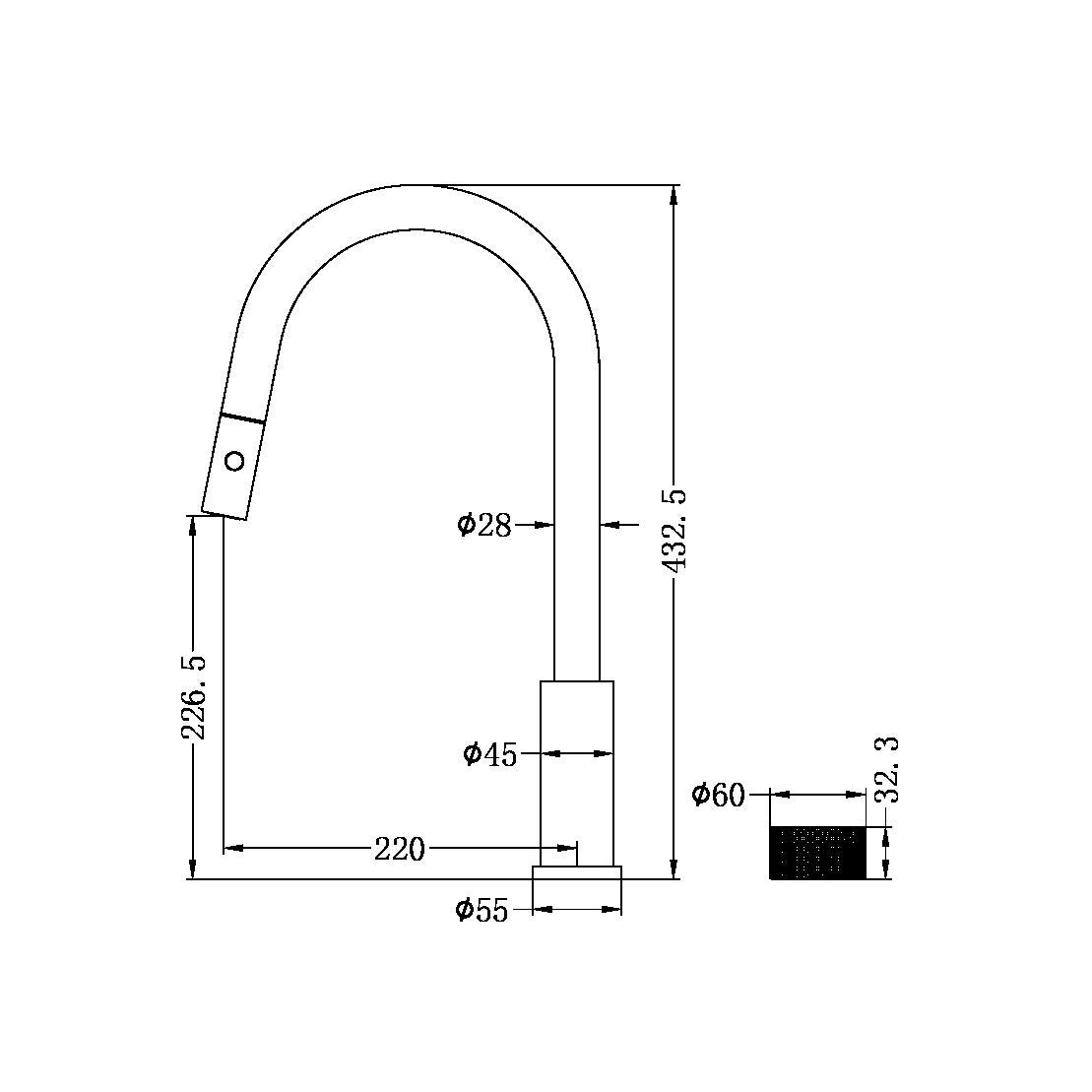 Nero NR252008GR Opal Progressive Pull Out Kitchen Mixer - Gunmetal Grey