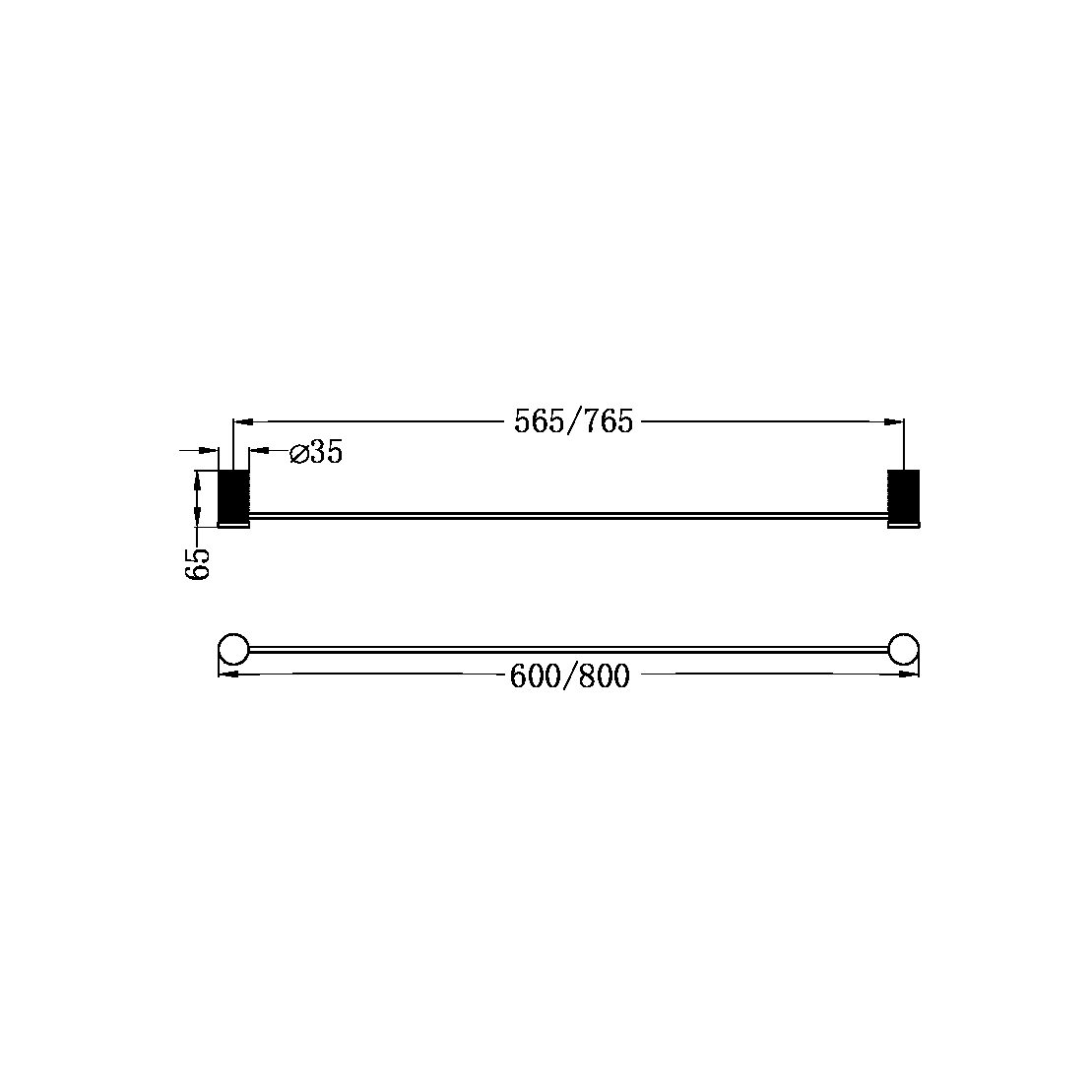 Nero Opal Towel Rail - Brushed Nickel