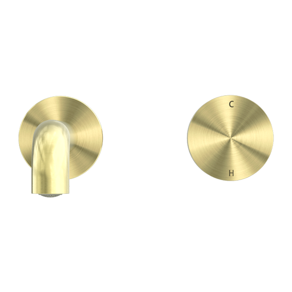 Nero Kara Progressive Wall Basin Mixer Set - Brushed Gold
