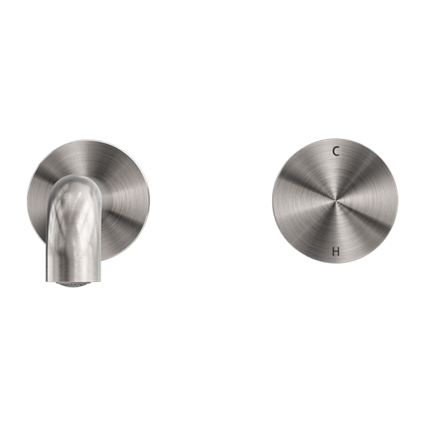 Nero Kara Progressive Wall Basin Mixer Set - Brushed Nickel