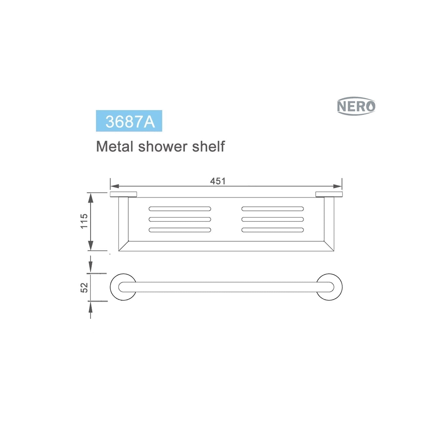 Nero NR3687AMB Dolce Metal Shower Shelf 450mm - Matte Black