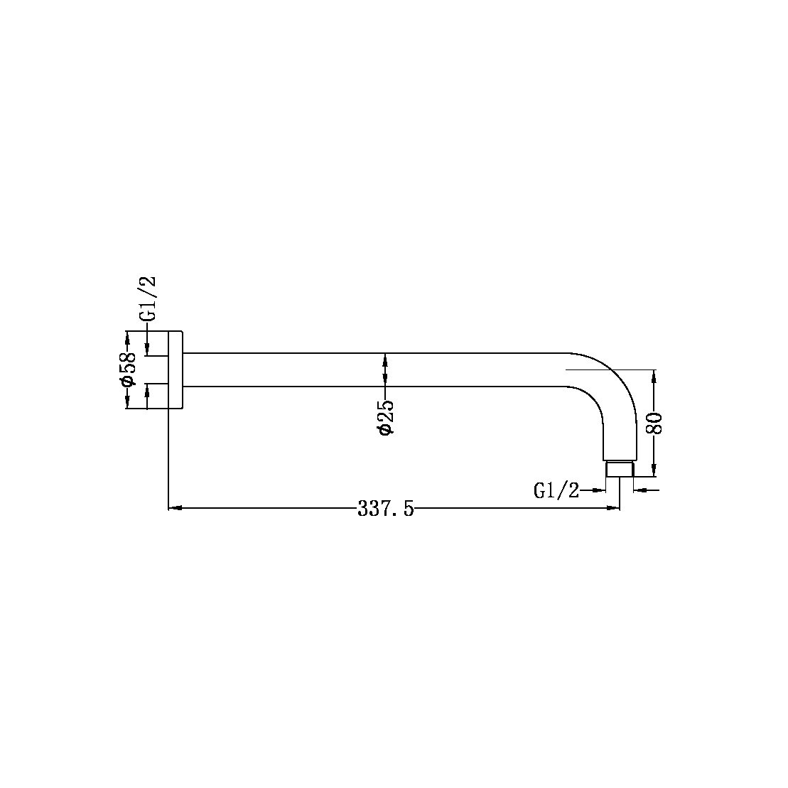 Nero Round Wall Shower Arm - Brushed Nickel