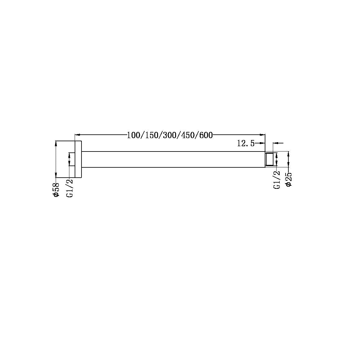 Nero NR503300CH Round Ceiling Arm 300mm - Chrome