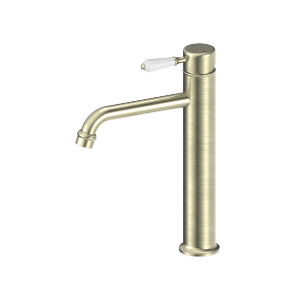 Nero York Straight Tall Basin Mixer - Aged Brass