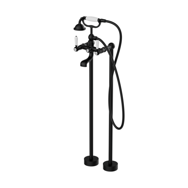 Nero York Freestanding Bath Set With Hand Shower - Matte Black