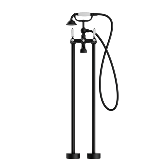 Nero York Freestanding Bath Set With Hand Shower - Matte Black