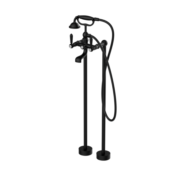 Nero York Freestanding Bath Set With Hand Shower - Matte Black