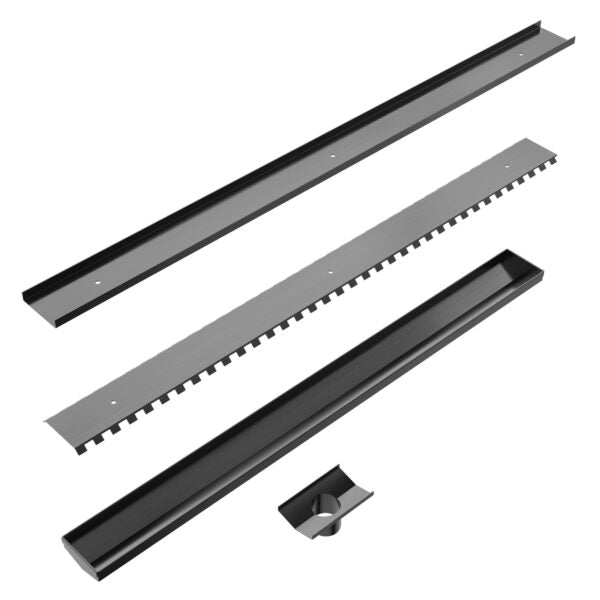 Nero NRFG001HSGM Tile Insert V Channel Floor Waste 89mm Outlet - Gunmetal Grey