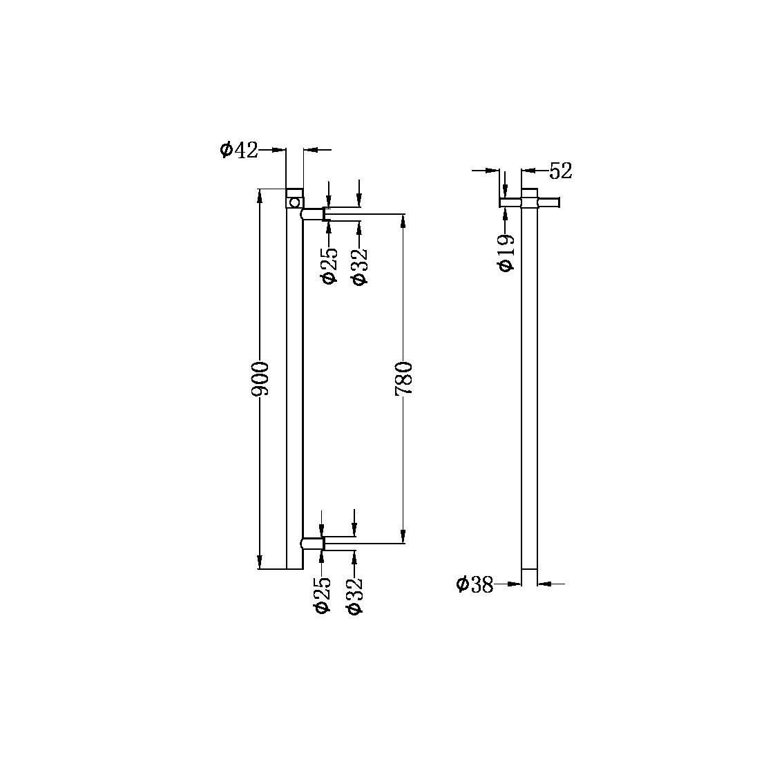 Nero NRV900HGR Heated Vertical Towel Rail - Graphite