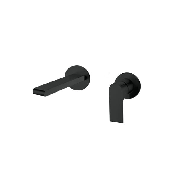 Nero Bianca Wall Basin/Bath Mixer (Separate Back Plate) - Matte Black