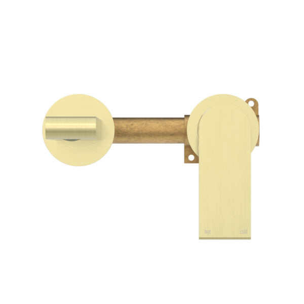 Nero Mecca Wall Mixer Set Basin / Bath (Separate Backplates) Handle Up - Brushed Bronze