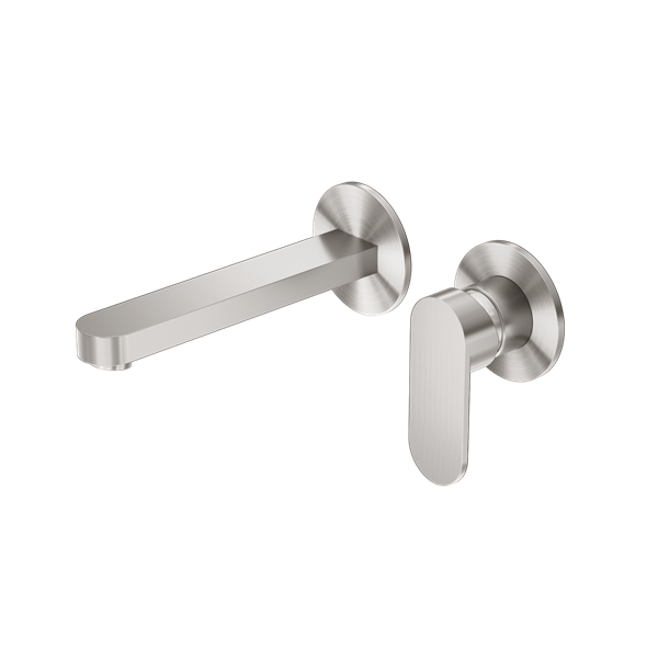 Nero NR301310BBN Ecco Wall Basin/Bath Mixer Separate Back Plate - Brushed Nickel
