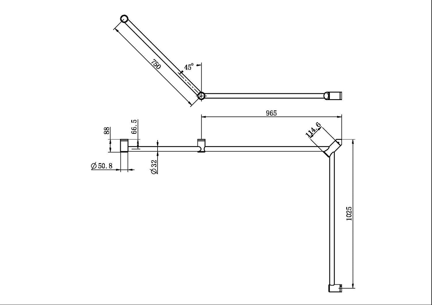 Nero Mecca Care 32mm DDA Toilet Grab Rail Set Continuous - Gunmetal