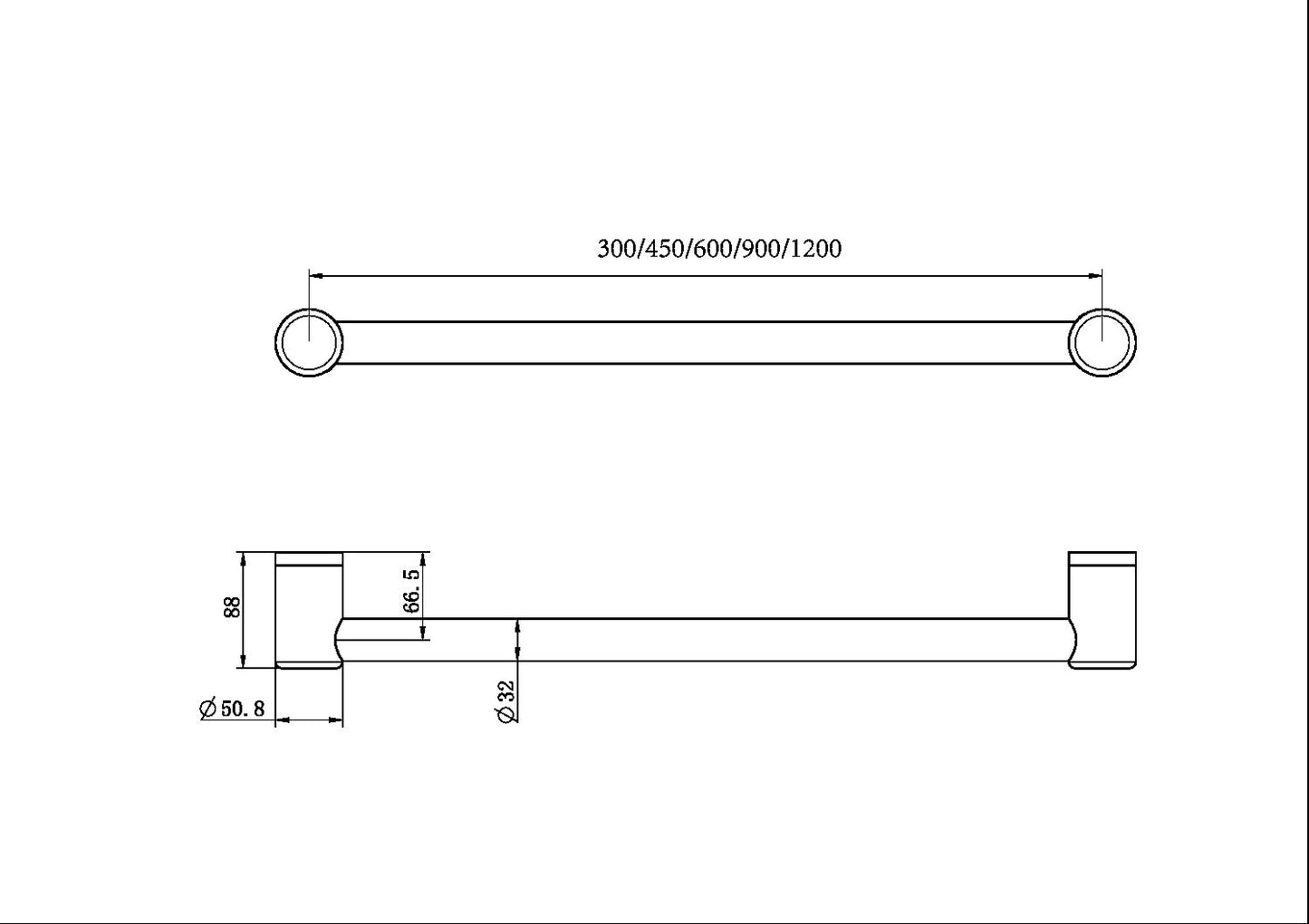 Nero Mecca Care 32mm Grab Rail - Chrome