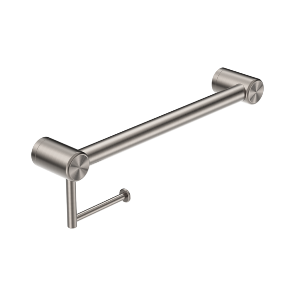 Nero NRCR3218ABN Mecca Care 32mm Grab Rail with Toilet Roll Holder - Brushed Nickel