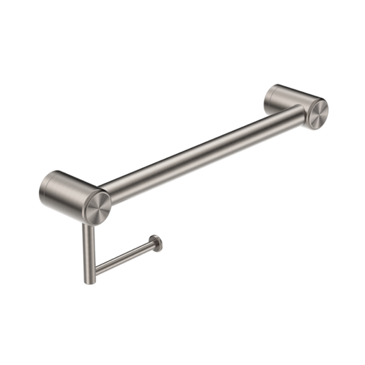 Nero NRCR3218ABN Mecca Care 32mm Grab Rail with Toilet Roll Holder - Brushed Nickel