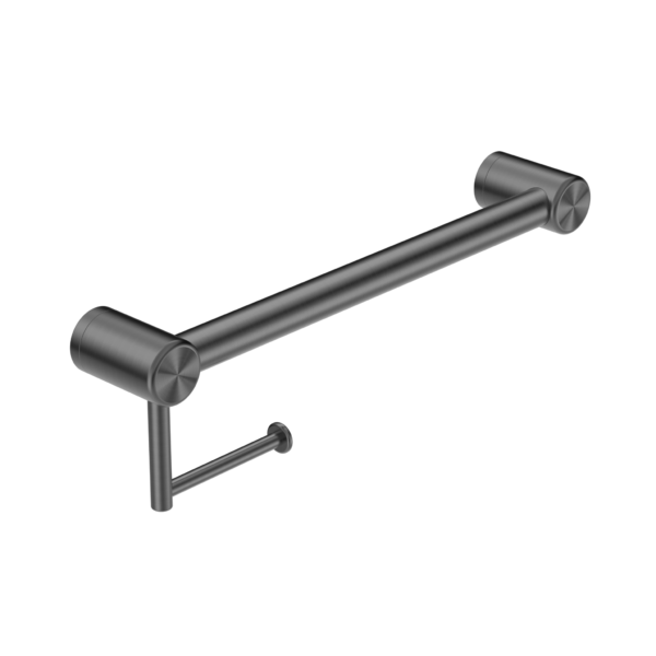 Nero NRCR3218AGM Mecca Care 32mm Grab Rail with Toilet Roll Holder - Gunmetal