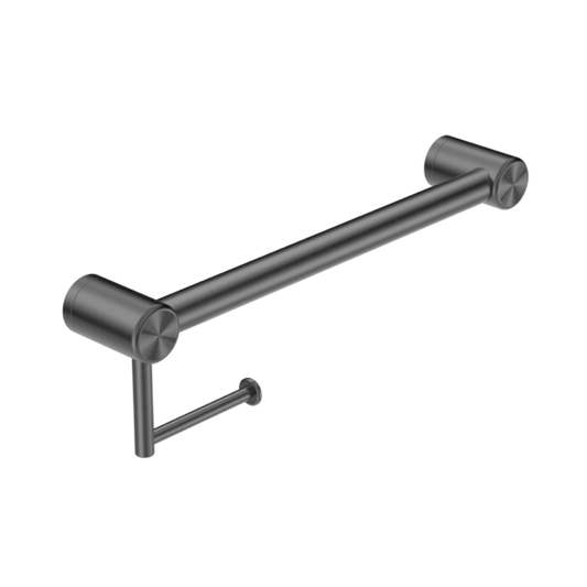 Nero NRCR3218AGM Mecca Care 32mm Grab Rail with Toilet Roll Holder - Gunmetal